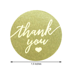 500Pcs 1.5" Thank You Gold With White Text Sticker Rolls, Labels and Seals For DIY Envelope - Round