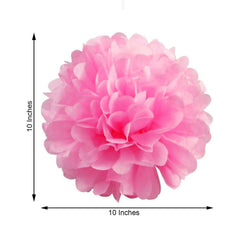 6 Pack 10" Pink Tissue Paper Pom Poms Flower Balls, Ceiling Wall Hanging Decorations
