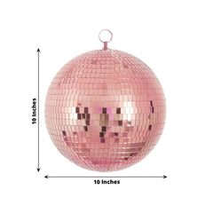 2 Pack 10" Rose Gold Foam Disco Mirror Ball With Hanging Swivel Ring, Holiday Party Decor