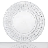 10-Pack Plastic Dinner Plates Clear Basketweave Rim - Durable Disposable Dinner Plates 10"