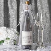 10 Pack 6"x15" White Organza Drawstring Party Favor Wine Gift Bags