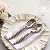 10-Pack Plastic Serving Spoons Silver - Food Safe Durable Large Disposable Classic Serving Utensils with Shiny Metallic Finish for Buffet & Party Tables 10"