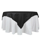 100% Cotton 70"x70" Table Overlay Square Tablecloth Black Linen - Soft & Breathable Fabric Table Topper