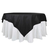 100% Cotton 90"x90" Table Overlay Square Tablecloth Black Linen - Soft & Breathable Fabric Table Topper