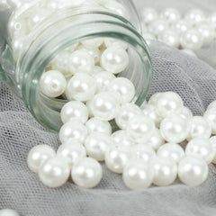 1000-Pack Faux Craft Pearl Beads White - Smooth Beads with Holes for Vase Filler Jewelry Making Bridal Accessories & Event Decor 10mm