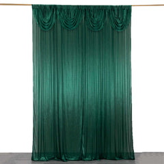 10ftx10ft Hunter Emerald Green Double Drape Pleated Satin Event Curtain Drapes, Glossy Photo Backdrop Event Panel
