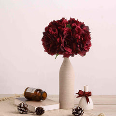 11" Burgundy Real Touch Artificial Silk Peonies Flower Bouquet