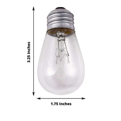 24 Pack 11W Incandescent Warm White S14 Outdoor String Light Bulbs + 1 Extra Replacement Bulb FREE