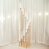 12-Arm Cluster Taper Candle Holder Gold with Clear Glass Shades - Grand Candle Arrangement for Events 57"