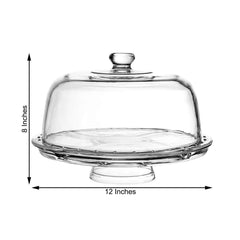 Acrylic Cake Stand with Dome Lid Clear - Multipurpose Reusable Serving Dish Platter Punch Bowl for Weddings Parties & Dessert Buffets 12"