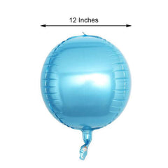 2 Pack 12" 4D Metallic Blue Sphere Mylar Foil Helium or Air Balloons