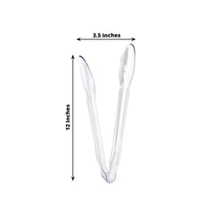 3-Pack Plastic Serving Tongs Clear - Durable Disposable Food Service Tongs for Salad Bars Dessert Tables Buffets12"