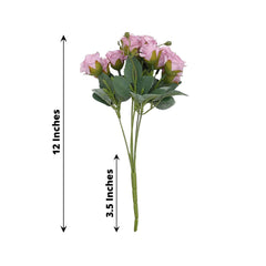 2 Pack 12" Lavender Lilac Artificial Open Rose Flower Arrangements, Small Faux Floral Bouquets
