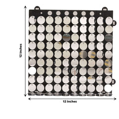 10sq.ft Shiny Silver Round Sequin Shimmer Wall Party Photo Backdrop, Active Spangle Wall Art Décor Panels - 10 Panels