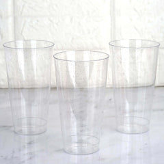 12-Pack Plastic Party Cups Clear Silver Glitter - Durable Disposable Tumblers for Drinks 17oz 5.5"