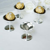 12-Pack Dessert Cup Candy Dishes Silver - Decorative Mini Pedestal Stands for Treats 2"