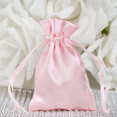 12 Pack 3" Blush Satin Drawstring Wedding Party Favor Bags