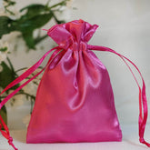 12 Pack 3" Fuchsia Satin Drawstring Wedding Party Favor Gift Bags