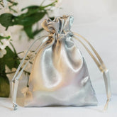 12 Pack 3" Silver Satin Drawstring Wedding Party Favor Gift Bags