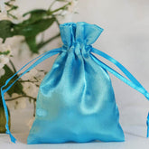 12 Pack 3" Turquoise Satin Drawstring Wedding Party Favor Gift Bags