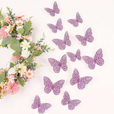 12-Pack 3D Butterfly Wall Decals, DIY Removable Mural Stickers Purple Cake Decorations Eye-Catching Design