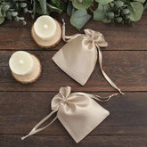12 Pack 4"x6" Beige Satin Drawstring Wedding Party Favor Gift Bags