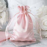 12 Pack 4"x6" Blush Satin Drawstring Wedding Party Favor Gift Bags