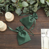 12 Pack 4"x6" Hunter Emerald Green Satin Wedding Party Favor Bags, Drawstring Pouch Gift Bags