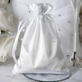 12 Pack 5"x7" White Satin Drawstring Wedding Party Favor Gift Bags