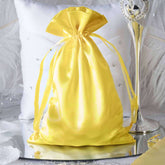 12 Pack 6"x9" Gold Satin Drawstring Wedding Party Favor Gift Bags