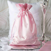 12 Pack 6"x9" Pink Satin Drawstring Wedding Party Favor Gift Bags