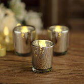 12-Pack Mercury Glass Candle Holders Silver with Speckled Design - Votive Tealight Holders 2"