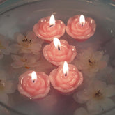 12-Pack Mini Floating Candles Rose Flower Design Pink - Wedding Vase Fillers for Decor 1"