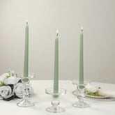 12-Pack Taper Candles Premium Wax Design Sage Green - Unscented Candles for Upscale Settings 10"
