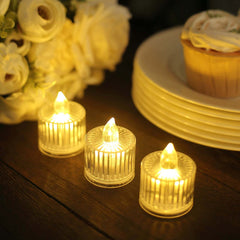 12 Pack Warm White LED Tealight Candles, Flameless Battery-Operated Tea Lights Column Style 2"