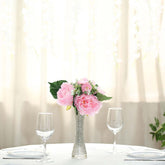 12" Pink Artificial Silk Peonies Bouquet, Faux Peony Spray Bush