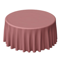 120" Cinnamon Rose Seamless Polyester Round Tablecloth for 5 Foot Table With Floor-Length Drop