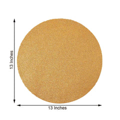 6-Pack Placemats Glitter Design Champagne Sparkle Round - Non-Slip Decorative Dining Table Mats 13"