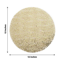 10-Pack Table Placemats Sequin Design Metallic Gold Round - Mesh Disposable Dust-Free Dining Mats 13"