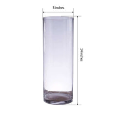 6-Pack Glass Flower Vases Cylinder Design Heavy Duty Clear - Stylish Centerpieces for Weddings 14"