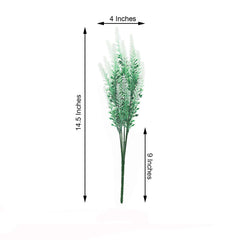 4 Bushes 14" Green White Artificial Lavender Flower Plant Stems Greenery