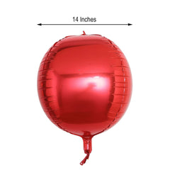 2 Pack 14" 4D Metallic Red Sphere Mylar Foil Helium or Air Balloons