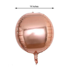 2 Pack 14" 4D Rose Gold Sphere Mylar Foil Helium or Air Balloons