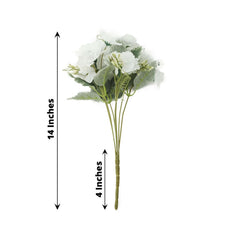 3 Pack 14" White Artificial Silk Carnation Flower Arrangements, Faux Floral Bouquets Bushes