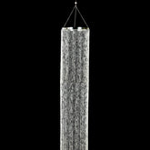 14ft Hanging Beaded Crystal Column Chandelier, Tall Beads Curtain Round with Silver Metal Hoop and Hanging Chain
