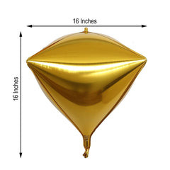 3 Pack 16" Shiny Gold 4D Diamond Self-Sealing Reusable Foil Balloon