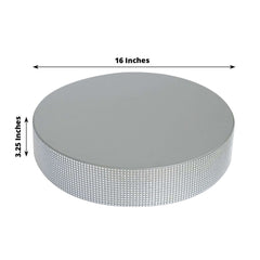 Metal Pedestal Cake Stand Round Design with Rhinestones Silver - Cupcake Holder and Dessert Table Centerpiece 16"