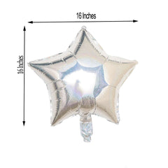 2 Pack 16" 4D Shiny Silver Star Mylar Foil Helium or Air Balloons