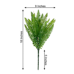 2 Stems 18" Green Artificial Boston Fern Leaf Plant Indoor Faux Spray