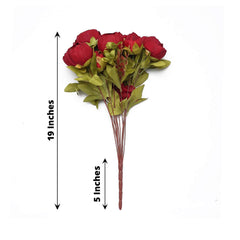 2 Pack 19" Burgundy Artificial Peony Flower Wedding Bouquets, Faux Silk Flower Arrangements